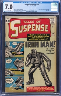 1963 Marvel Comics "Tales of Suspense" #39 - Origin & 1st Appearance of Iron Man (Tony Stark) - CGC 7.0